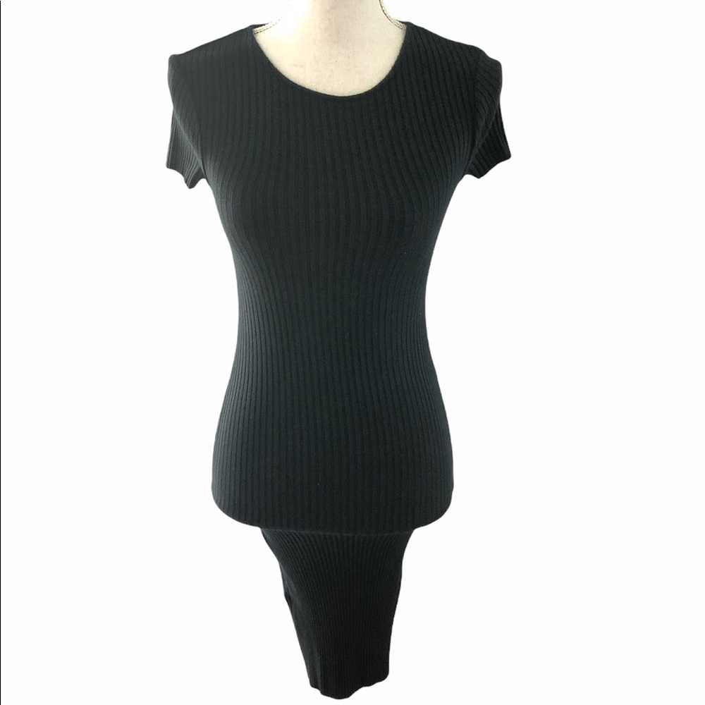 black calé Cap Sleeve Mini sweater dress xxs